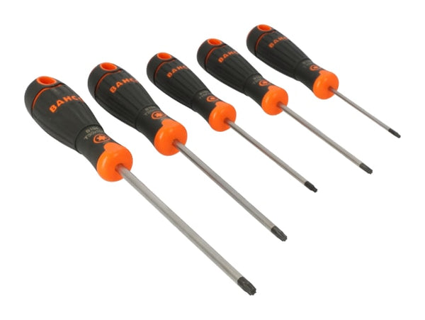 The five Torx screwdrivers from the BahcoFit set displayed in a line.