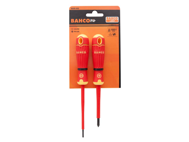 The BahcoFit 2-piece insulated screwdriver set in its retail packaging.