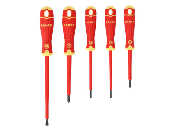 A 5-piece BahcoFit insulated screwdriver set for safe work on electrical systems.