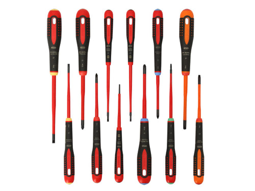 Bahco BE-9878SL ERGO Slim VDE Insulated Screwdriver Set, 12 Piece