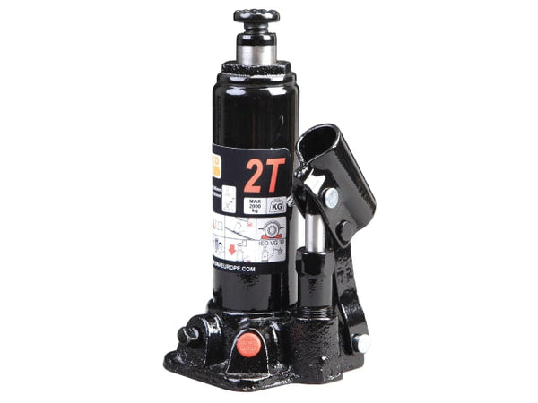 A compact 2-ton Bahco hydraulic bottle jack for automotive and workshop use.