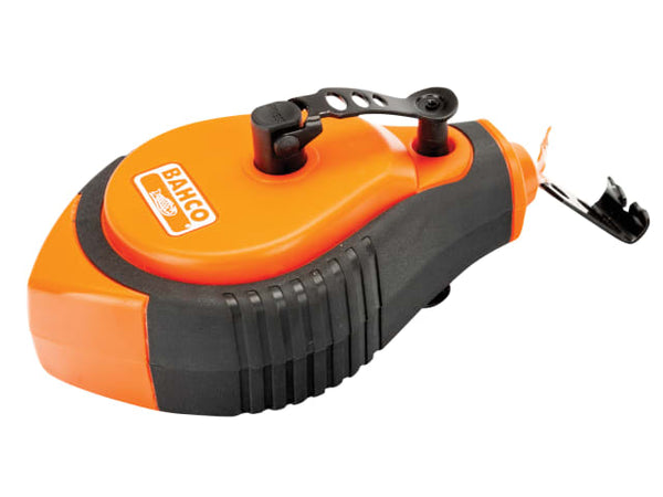 Bahco CL-1221 30m chalk line reel with a high-impact black and orange case and folding crank.