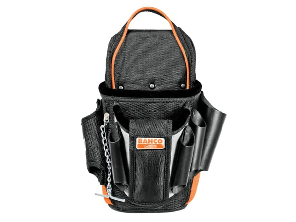 The Bahco 4750-EP-1 Electrician's Pouch with multiple pockets, made from durable black fabric.