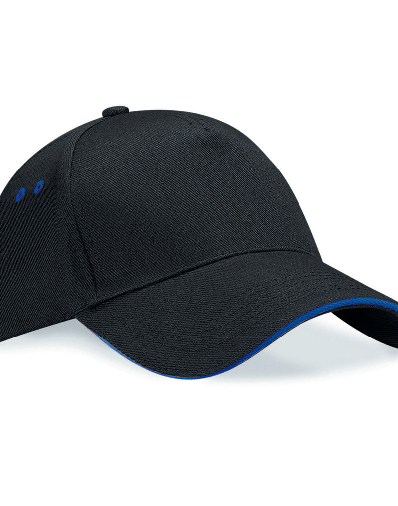 Beechfield B15C snapback trucker cap with a black front and brown mesh back.