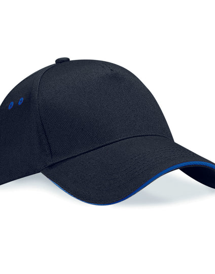 Beechfield B15C snapback trucker cap with a black front and brown mesh back.