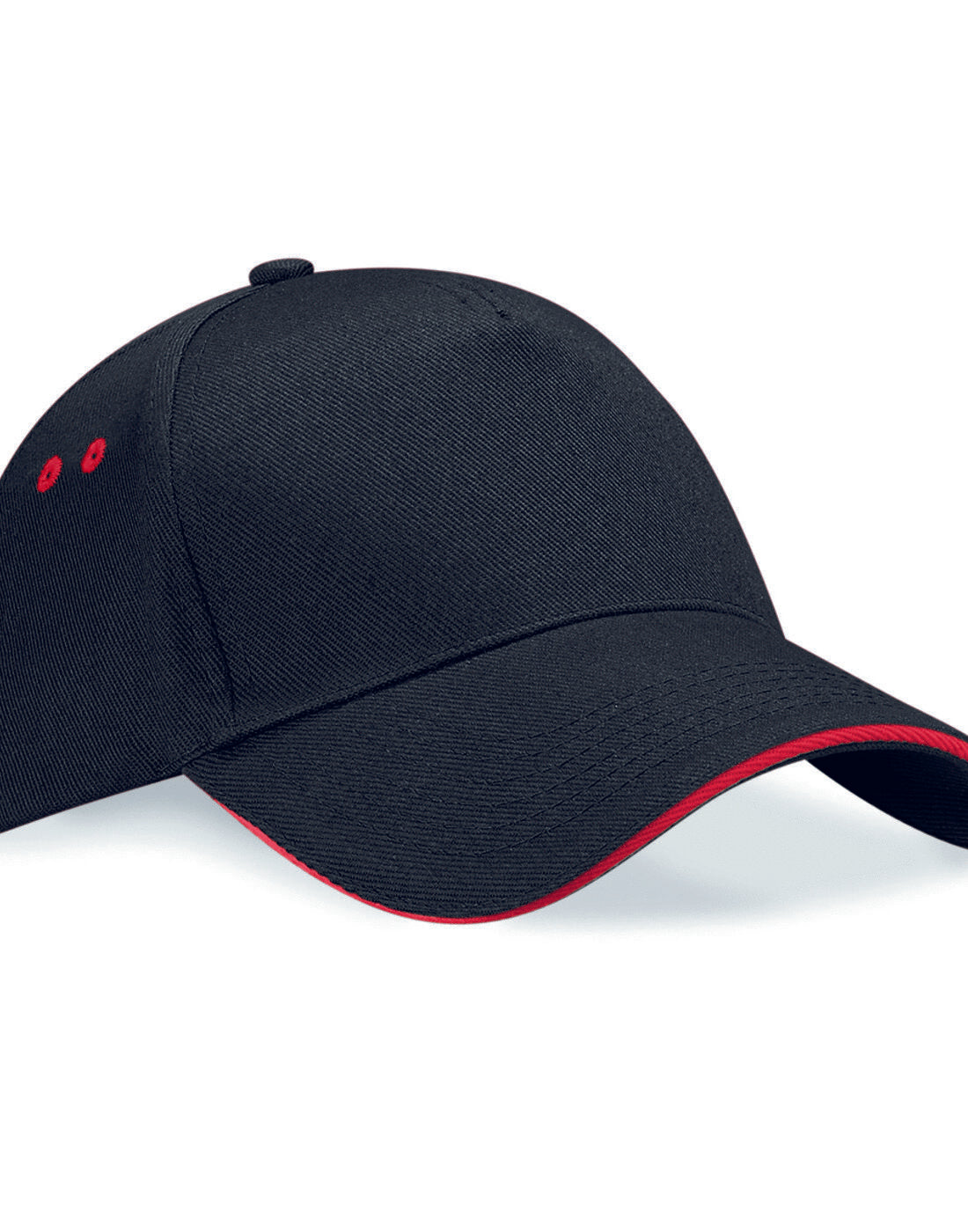 Beechfield B15C trucker cap with a navy blue front and classic red mesh.