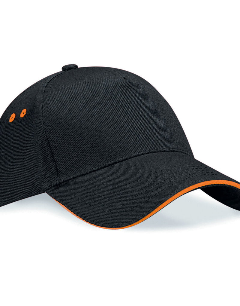 Beechfield B15C trucker cap with a black front panel and bright orange mesh.