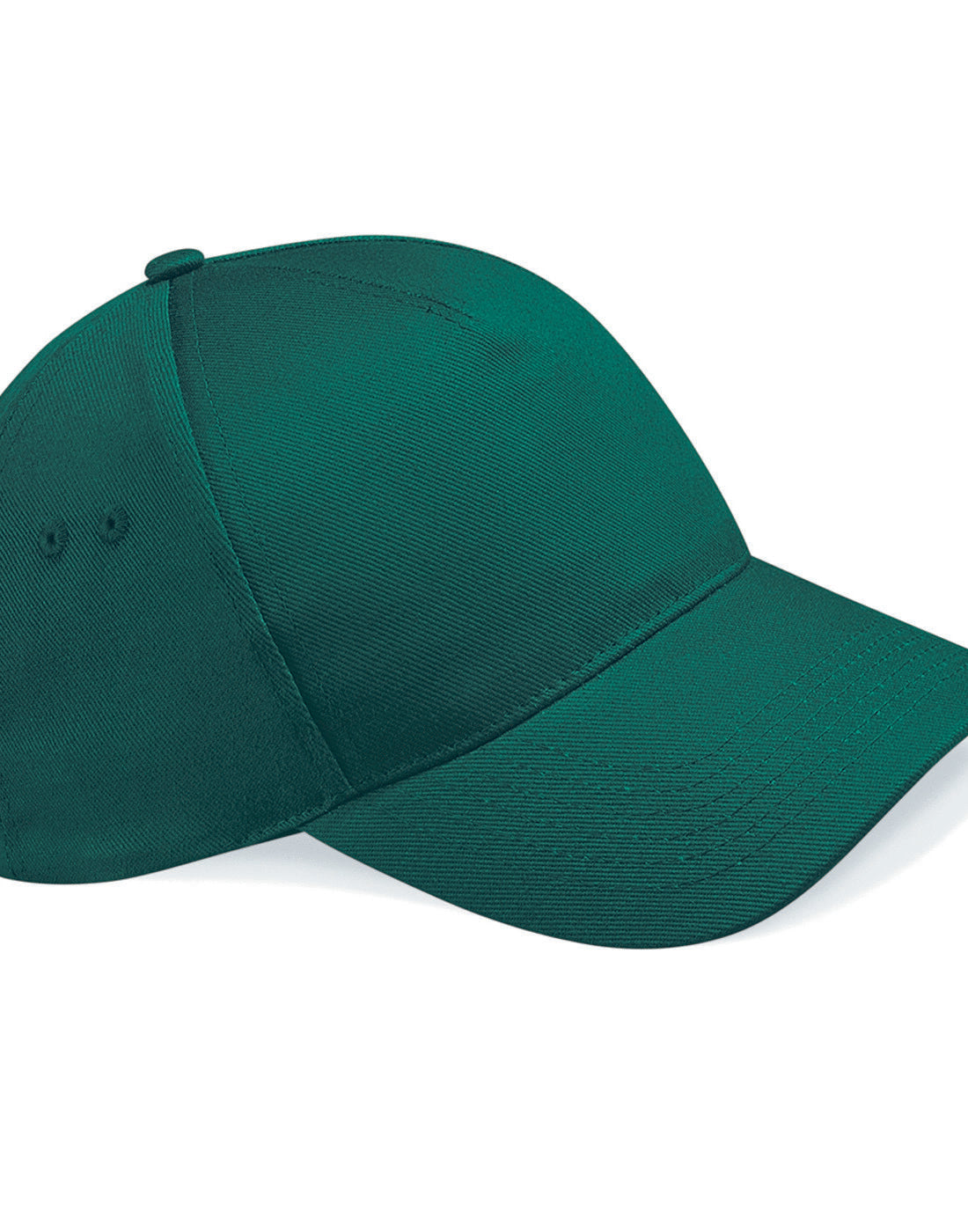 Bottle green Beechfield B15 5-panel cap with a seamless front panel.