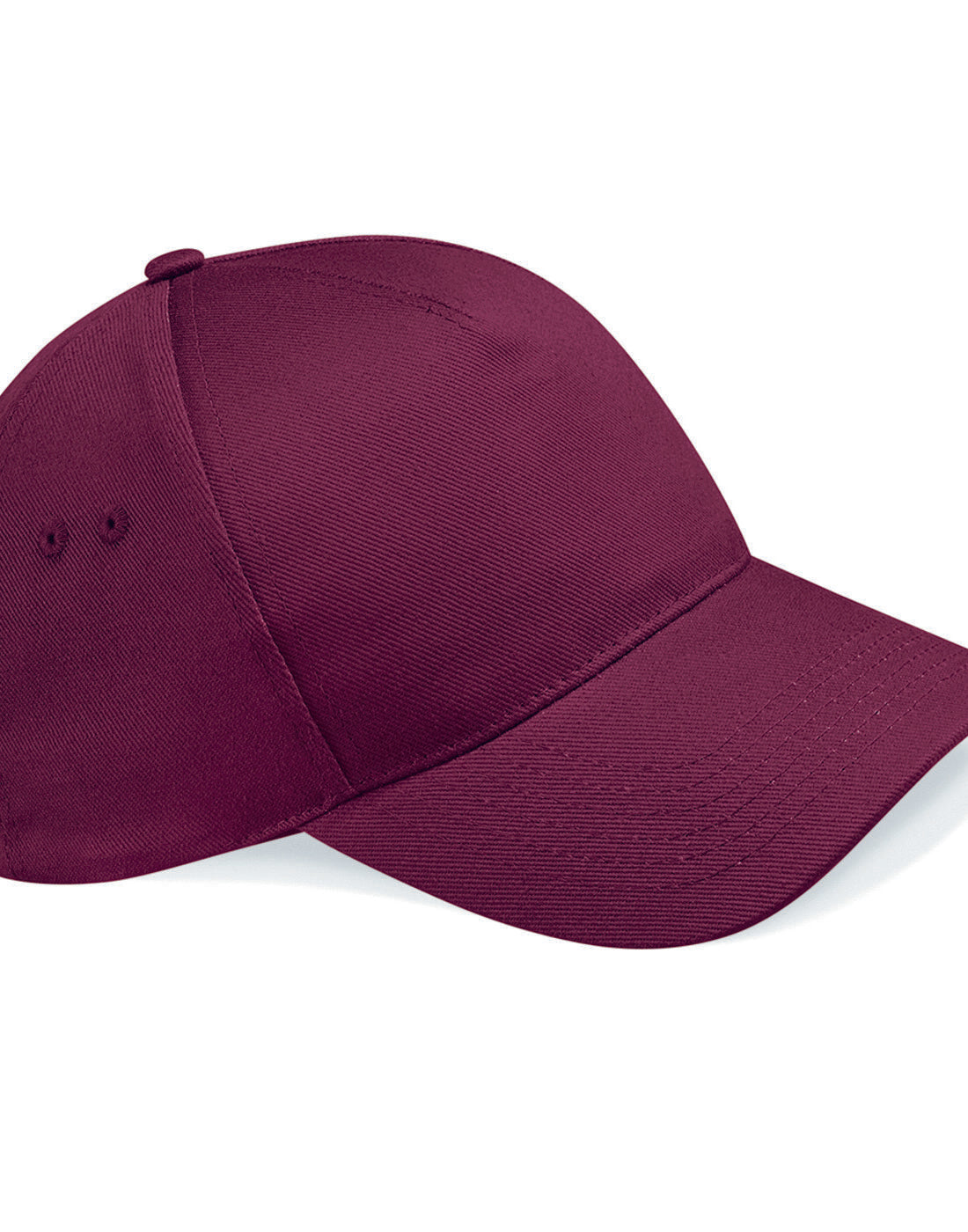 Deep burgundy Beechfield B15 5-panel cap, shown from the front.