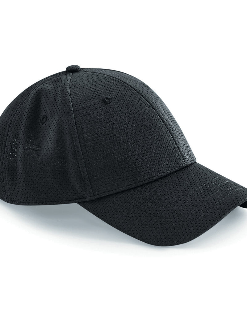 Front view of the all-black Beechfield B196 original flat peak snapback.