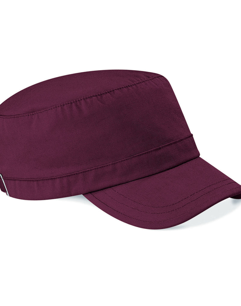 Burgundy Beechfield B34 low profile cap made from heavy brushed cotton.