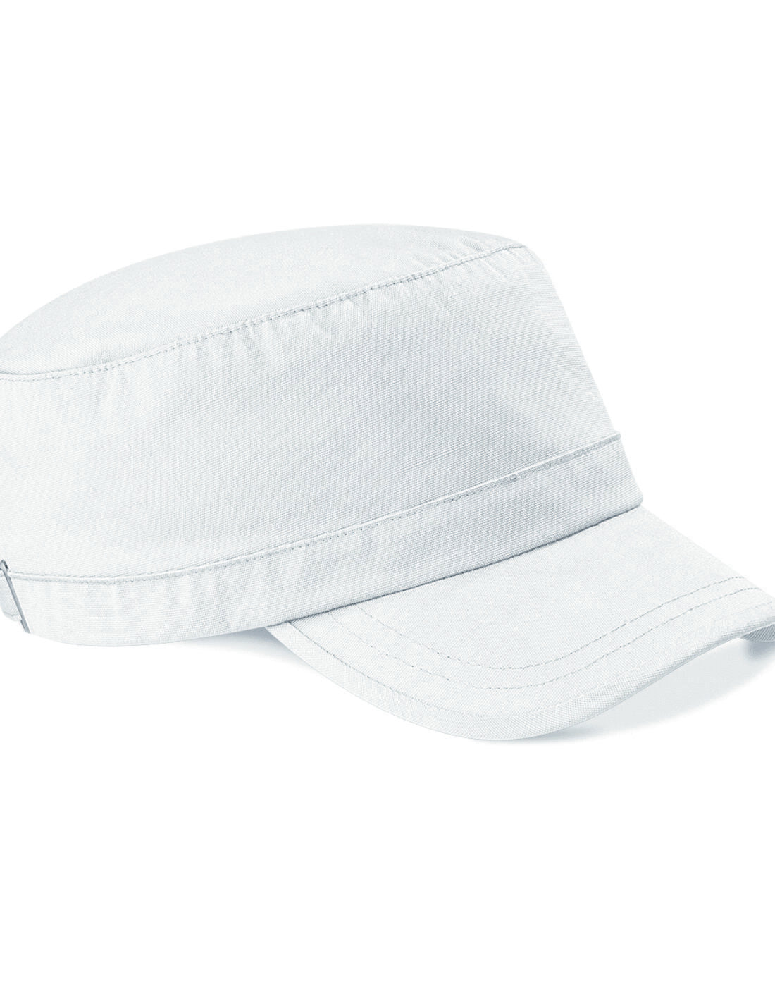 Clean white Beechfield B34 low profile cap in heavy brushed cotton.