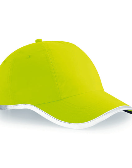 High-visibility fluorescent yellow Beechfield B35 baseball cap.