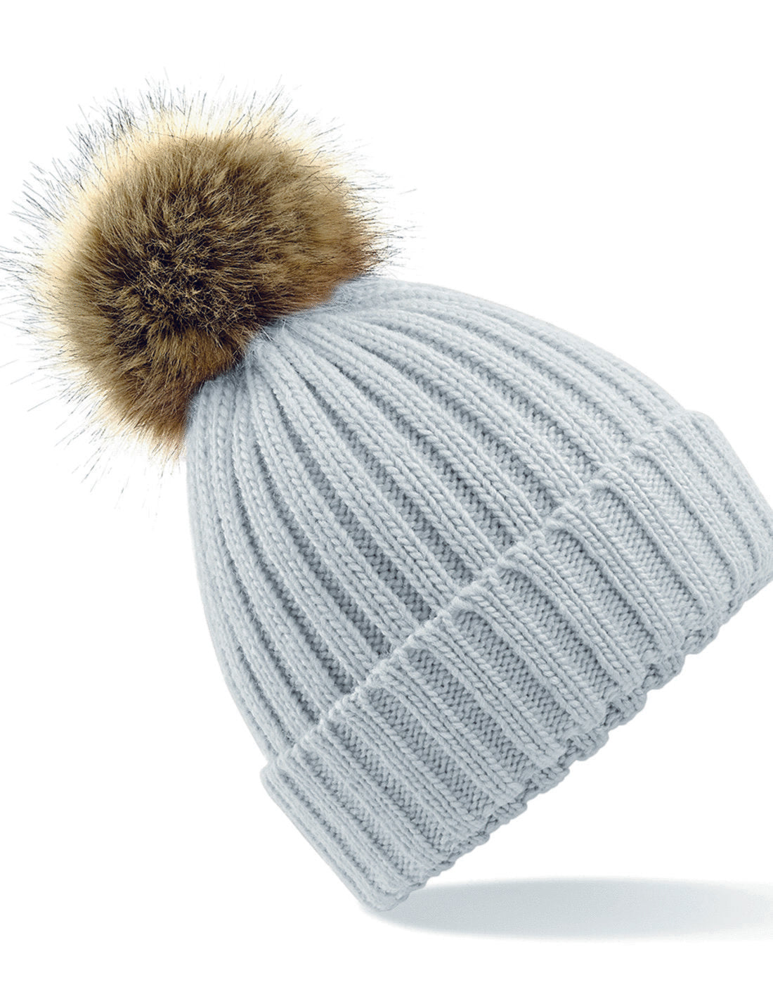 Beechfield Faux Fur Pom Pom Chunky Beanie