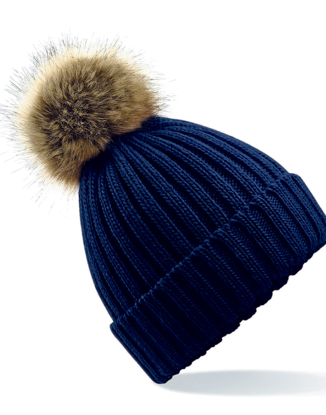 Beechfield Faux Fur Pom Pom Chunky Beanie