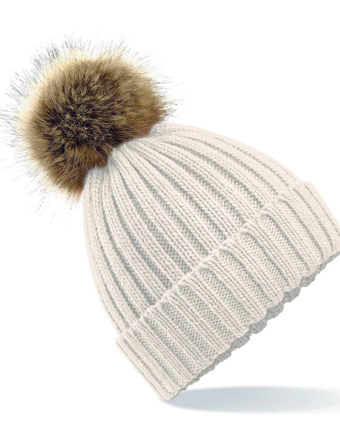 Beechfield Faux Fur Pom Pom Chunky Beanie