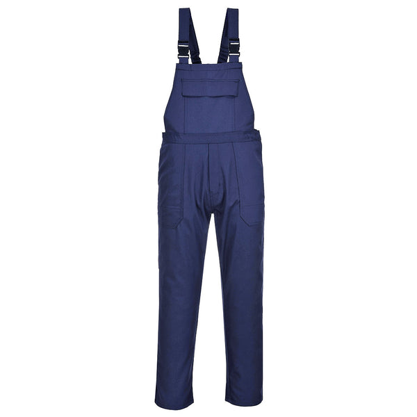 Portwest Bizweld Bib and Brace (BIZ4) in navy, ensuring flame-resistant protection for welders.