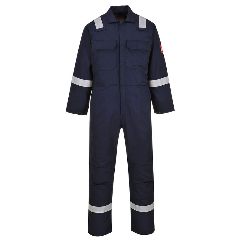 Portwest hi-vis coverall in navy with yellow tape