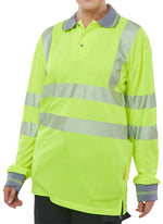 Beeswift Executive Hi-Vis Long Sleeve Polo Shirt - thumbnail 2