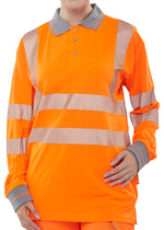 Beeswift Executive Hi-Vis Long Sleeve Polo Shirt - thumbnail 1