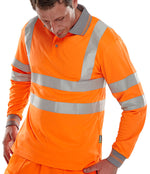 Beeswift Long Sleeve Hi-Vis Polo Shirt - thumbnail 1