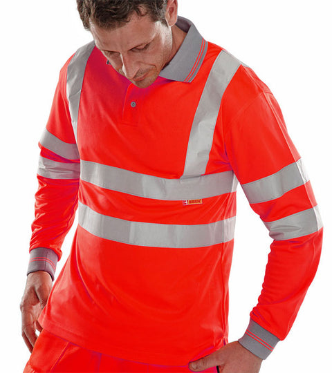 Beeswift Long Sleeve Hi-Vis Polo Shirt