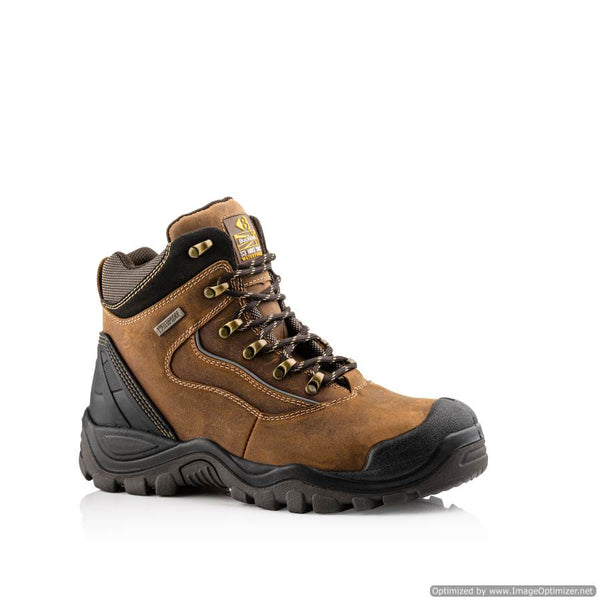 BSH002 Buckbootz Buckshot S3 Brown Hiker Style Waterproof Safety Lace Boot