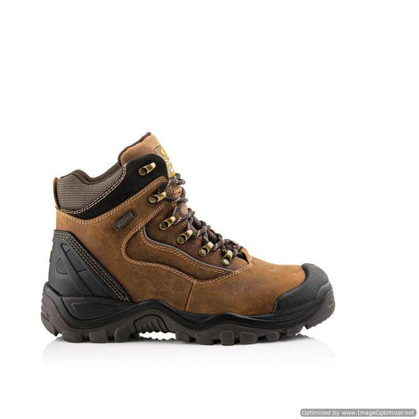 BSH002 Buckbootz Buckshot S3 Brown Hiker Style Waterproof Safety Lace Boot