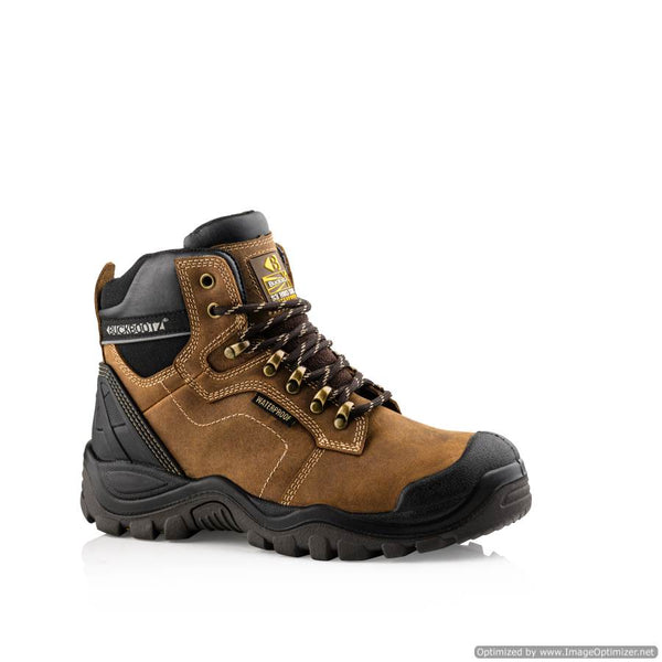 BSH009 Buckbootz Buckshot S3 HRO SRC WRU Brown Hiker Style Waterproof Safety Lace Boot