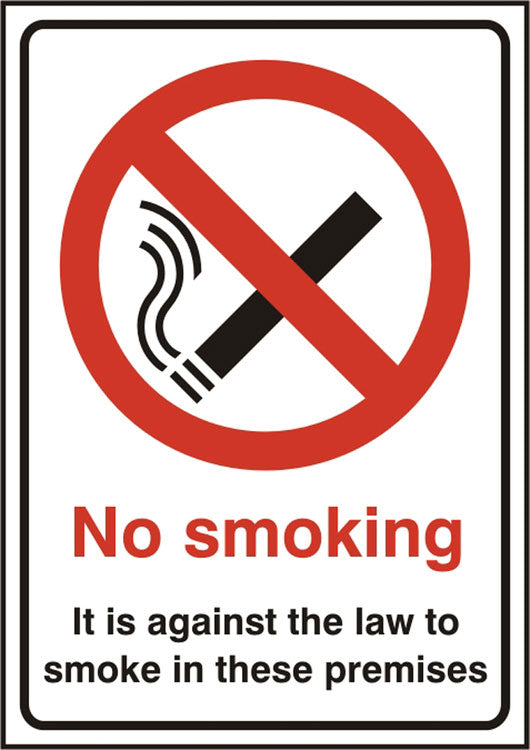 B-Safe No Smoking Its Against The Law Sign - Self-Adhesive Vinyl - Pack of 5
