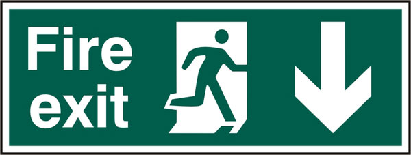 B-Safe Fire Exit Man Arrow Down Sign RPVC - Pack of 5