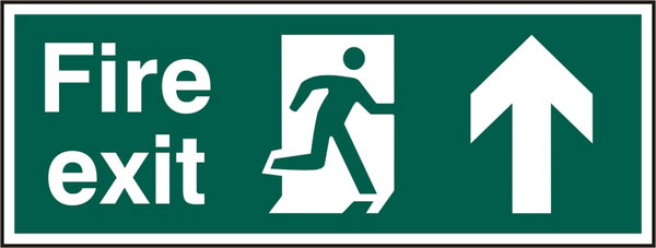B-Safe Fire Exit Man Arrow Up Sign RPVC - Pack of 5