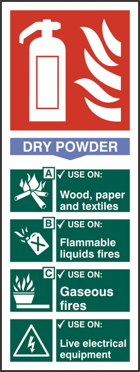 B-Safe Fire Extinguisher Dry Sign - Self-Adhesive Vinyl - Pack of 5