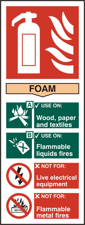 B-Safe Fire Extinguisher Foam Sign - Self-Adhesive Vinyl - Pack of 5