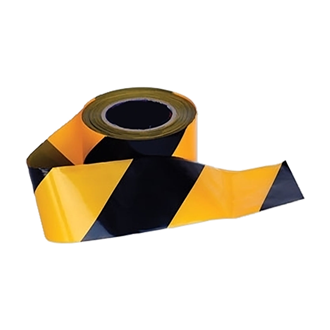 Roll of yellow and black Portwest BT10 barricade warning tape.