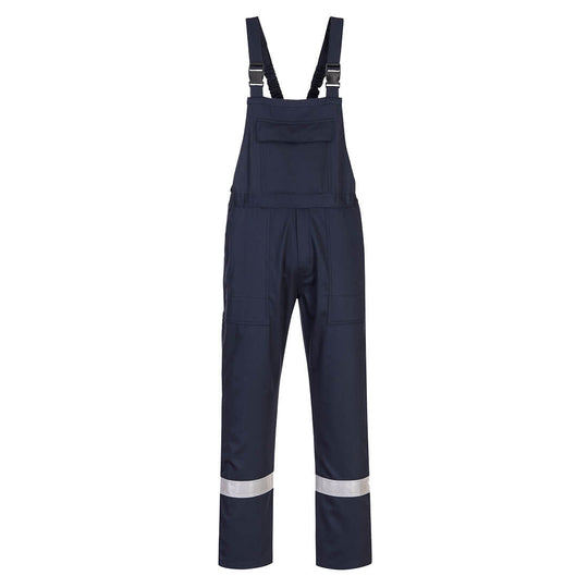 Portwest Bizweld Iona Bib & Brace (BZ17) in navy with reflective tape for enhanced visibility.