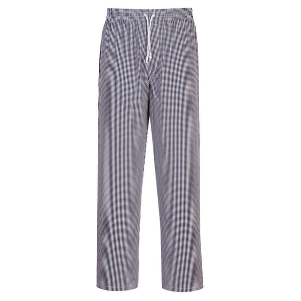 Portwest Bromley Chef's Trouser in black chalkstripe.