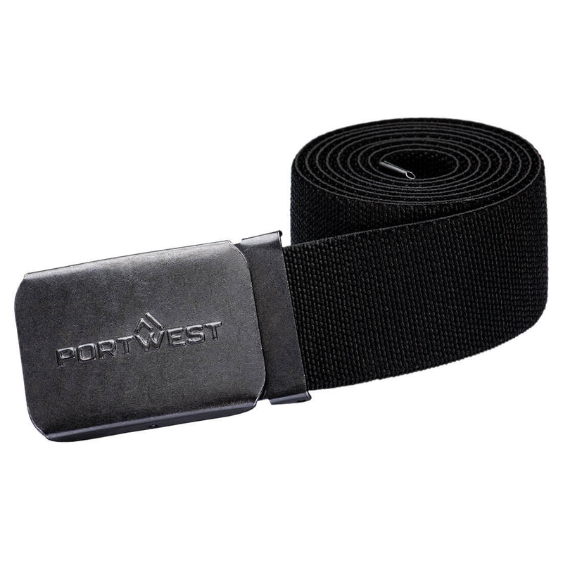 Black canvas belt with Portwest logo buckle
