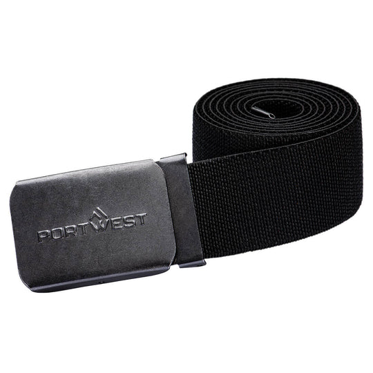 Black canvas belt with Portwest logo buckle