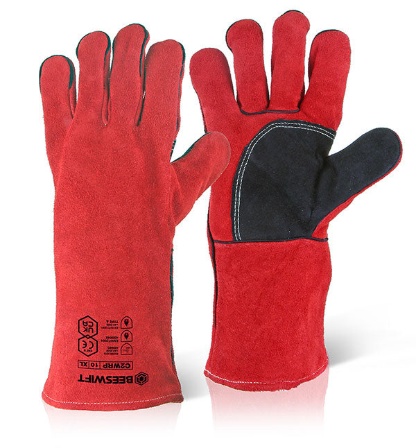 Beeswift Welders Gauntlet Gloves 14" Reinforced Palm - (Pack of 10)
