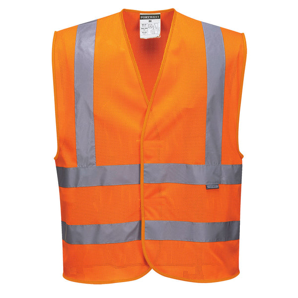 Bright orange athletic fabric, breathable and stretchy for activewear.
