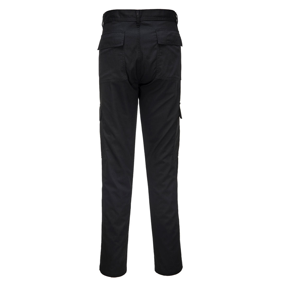 Portwest C711 Slim Fit Combat Trousers in black.