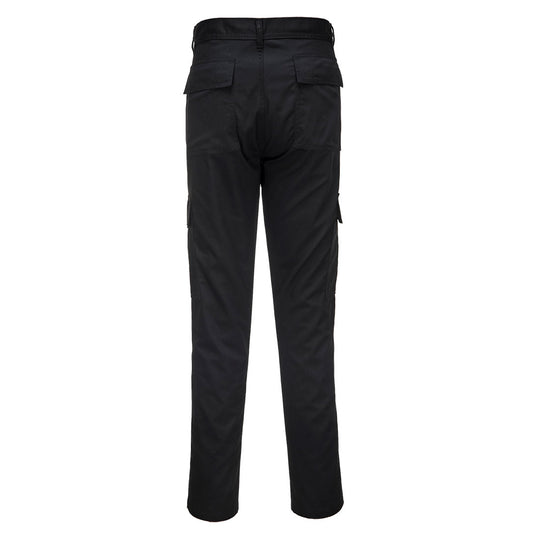 Portwest C711 Slim Fit Combat Trousers in black.