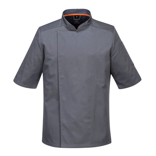 The Portwest Mesh Air Pro Jacket C738 in slate grey, featuring breathable MeshAir Pro side panels.