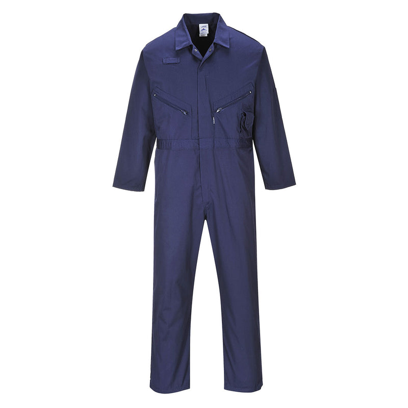 Portwest cotton coverall in navy with reflective stripes