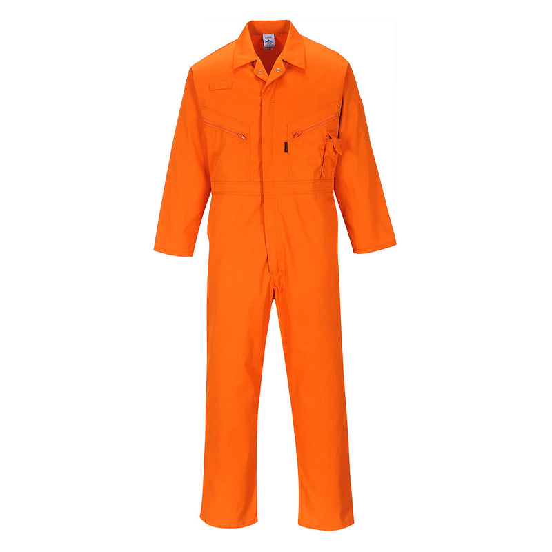 Portwest cotton coverall in orange with high‑visibility finish