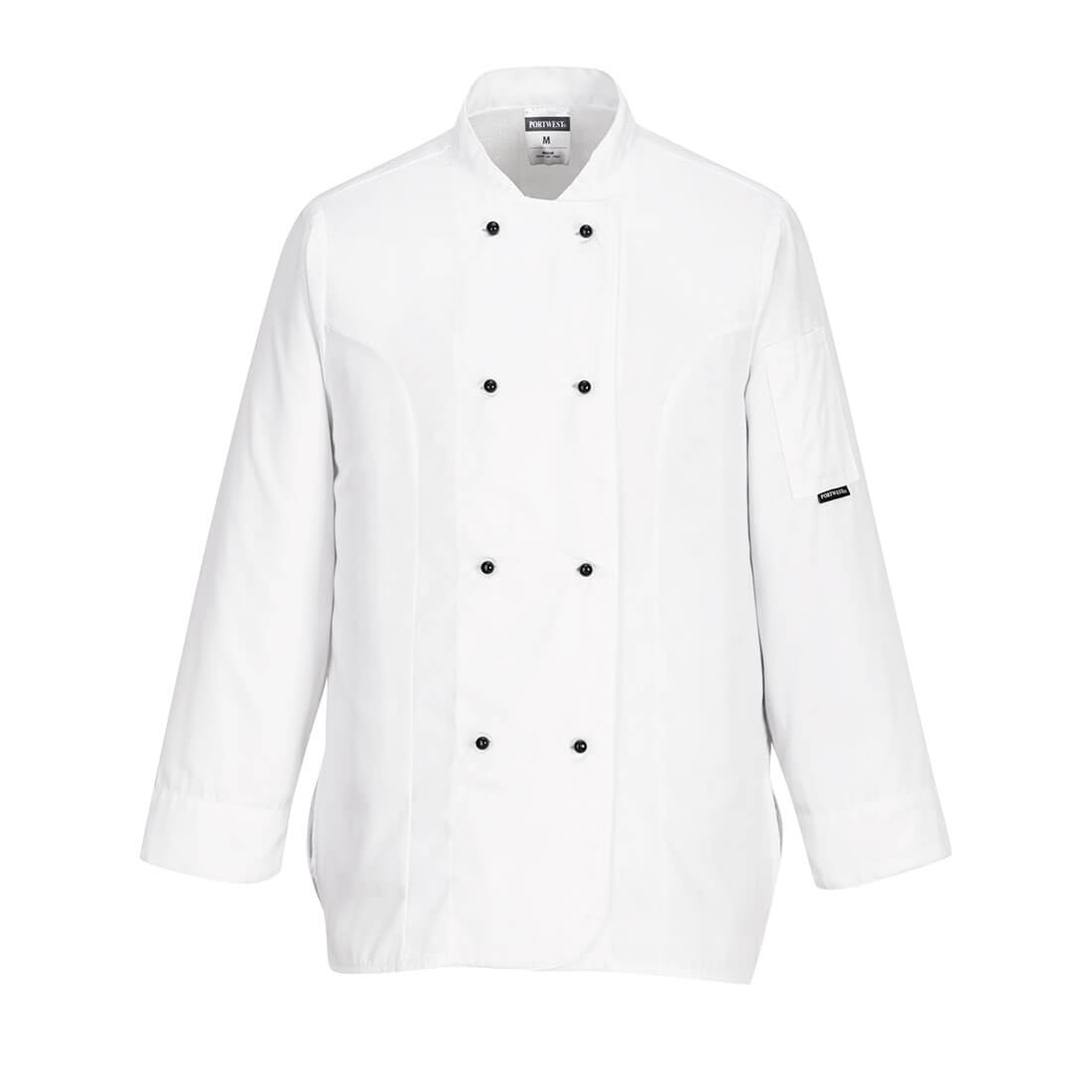 Portwest Rachel women's chef's jacket (long sleeve) C837 in white.