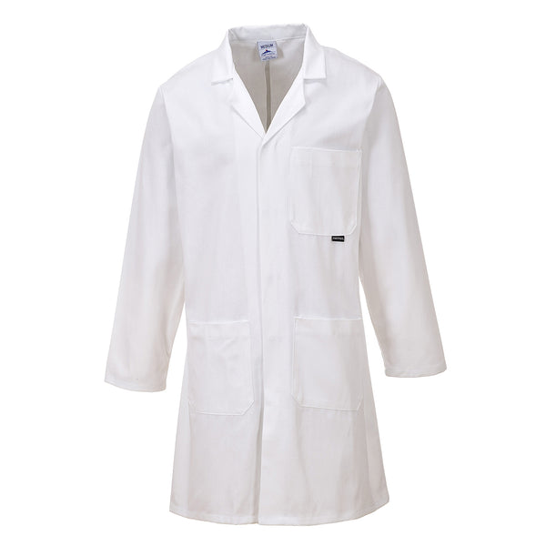 Portwest standard cotton coat C851 in white.