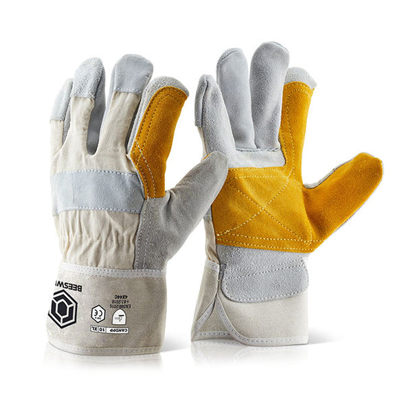 Beeswift Canadian Double Palm High Quality Rigger Gloves - (Pack of 10)