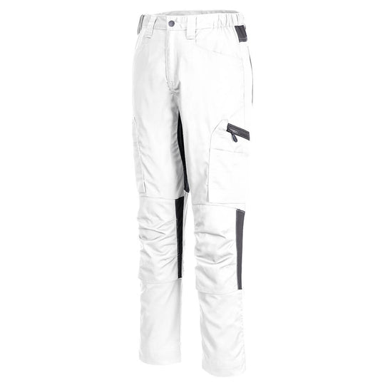 Portwest CD881 WX2 Eco Stretch Trade Trousers in white.